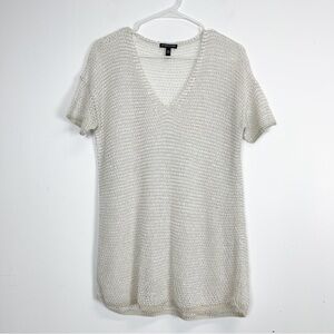 Eileen Fisher Sweater Womens Petite Beige Open Knit Short Sleeve Size PP 2P 4P